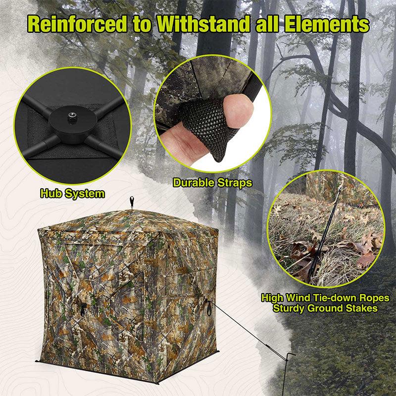 See Through Ground Blinds With Sliding Windows for Deer Hunting 2-3 Person Hunting Tent