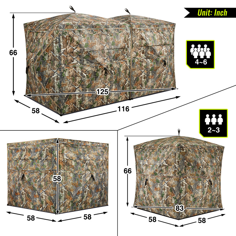 VisTrilogy See-Through Pop-Up Hunting Ground Blind for Deer, Turkey (4-6 Person)