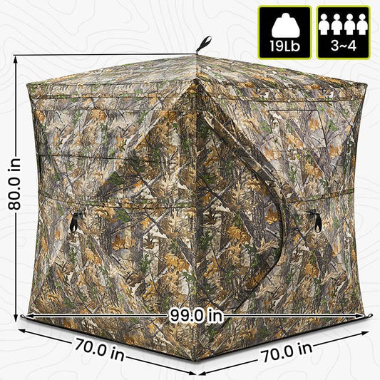 See Through Hunting Blind, 3-4 Person Pop Up Ground Deer Blind Camping Tents