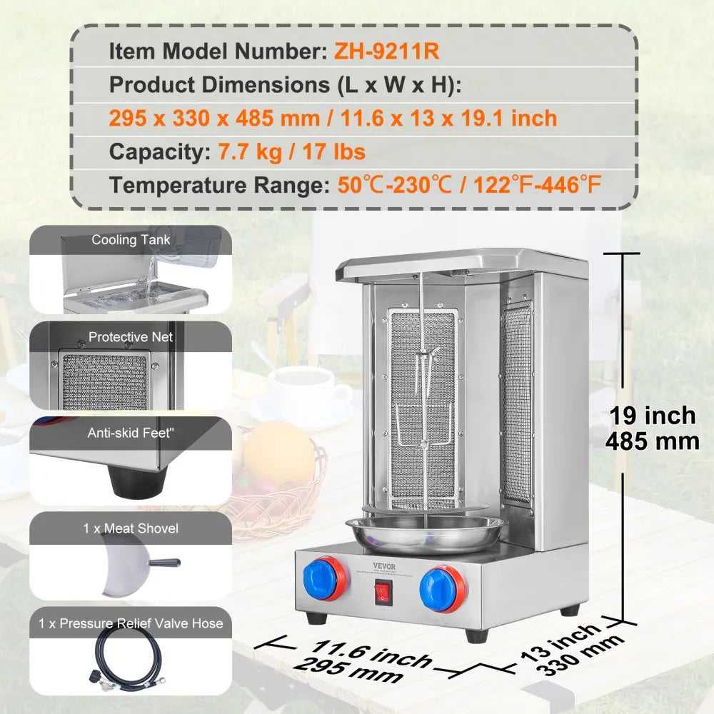 13 lbs Capacity Shawarma Grill Machine