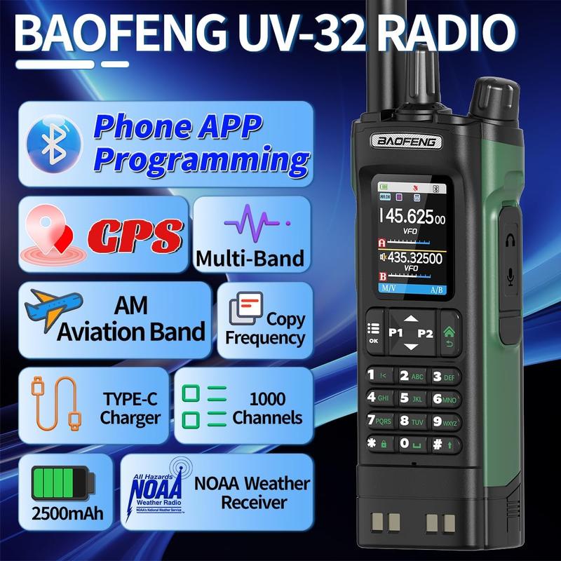2PCS UV-32 Walkie Talkie 10W Long Range Rechargeable