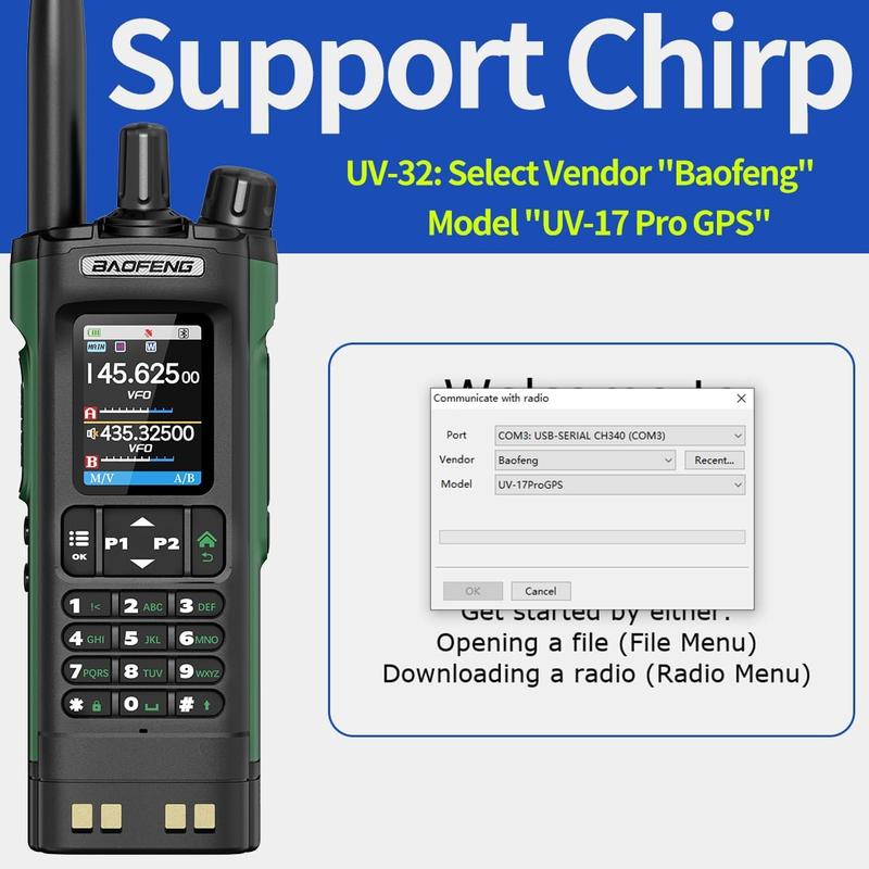 2PCS UV-32 Walkie Talkie 10W Long Range Rechargeable