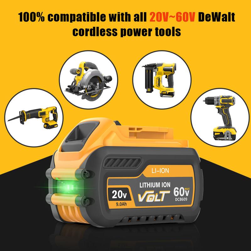 9.0Ah Replacement for 20V 60V Flexvolt Battery Lithium Compatible