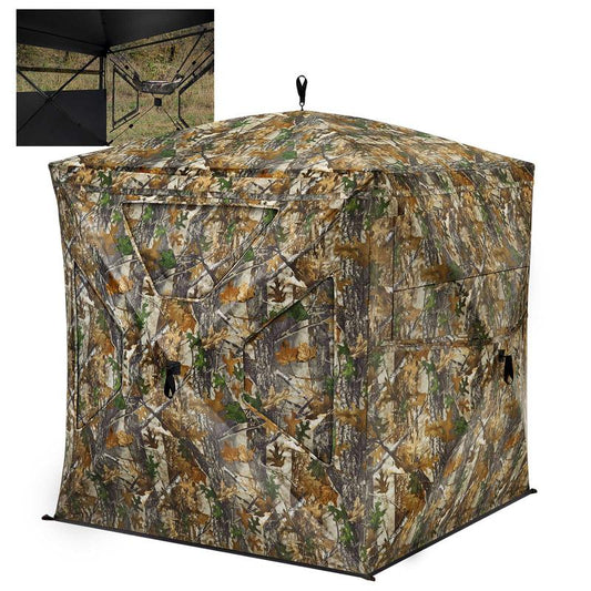 See Through Ground Blinds With Sliding Windows for Deer Hunting 2-3 Person Hunting Tent